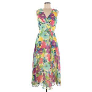 Coldwater Creek Floral Sleeveless Tea Length Dress